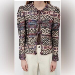 Zara Multicolor Patterned Knit Jacket